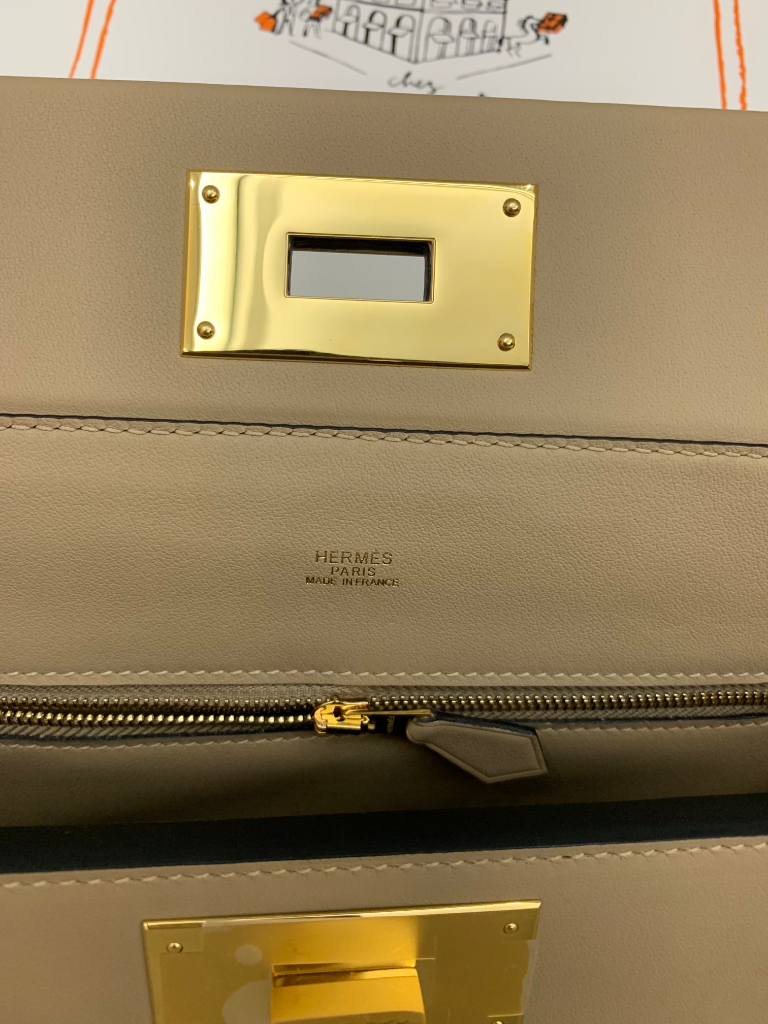 Hermes Kelly Mini 2424 21cm Handbag in Trench Clemence Leather 